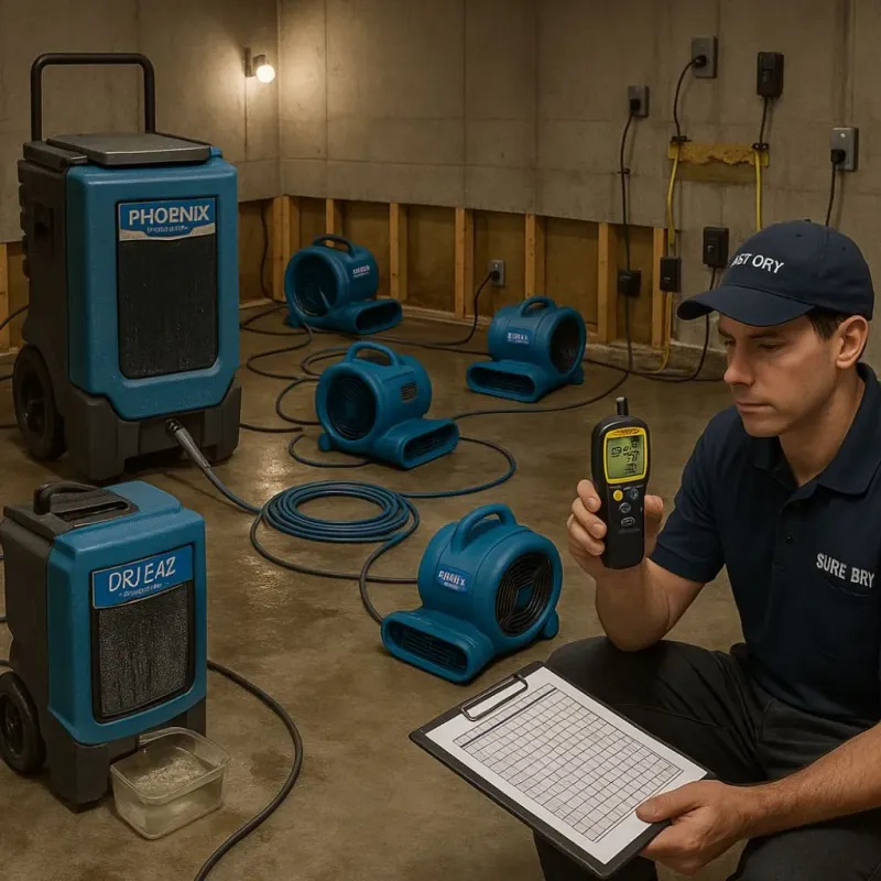Structural Drying and Dehumidification process in Alhambra, CA